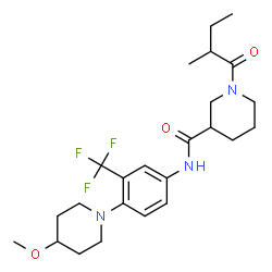 ChemSpider 2D Image | N-[4-(4-Methoxy-1-piperidinyl)-3-(trifluoromethyl)phenyl]-1-(2-methylbutanoyl)-3-piperidinecarboxamide | C24H34F3N3O3