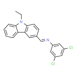 ChemSpider 2D Image | 3,5-Dichloro-N-[(E)-(9-ethyl-9H-carbazol-3-yl)methylene]aniline | C21H16Cl2N2