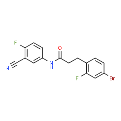 ChemSpider 2D Image | 3-(4-Bromo-2-fluorophenyl)-N-(3-cyano-4-fluorophenyl)propanamide | C16H11BrF2N2O