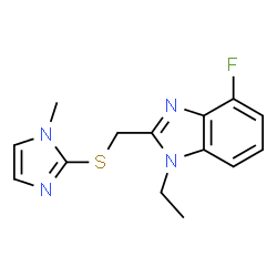 ChemSpider 2D Image | 1-Ethyl-4-fluoro-2-{[(1-methyl-1H-imidazol-2-yl)sulfanyl]methyl}-1H-benzimidazole | C14H15FN4S