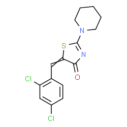ChemSpider 2D Image | 5-(2,4-Dichlorobenzylidene)-2-(1-piperidinyl)-1,3-thiazol-4(5H)-one | C15H14Cl2N2OS