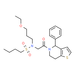 ChemSpider 2D Image | N-(3-Ethoxypropyl)-N-[2-oxo-2-(4-phenyl-6,7-dihydrothieno[3,2-c]pyridin-5(4H)-yl)ethyl]-1-butanesulfonamide | C24H34N2O4S2