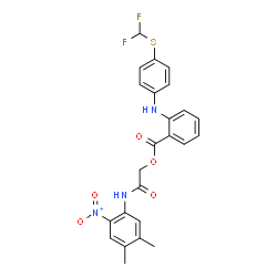 ChemSpider 2D Image | 2-[(4,5-Dimethyl-2-nitrophenyl)amino]-2-oxoethyl 2-({4-[(difluoromethyl)sulfanyl]phenyl}amino)benzoate | C24H21F2N3O5S