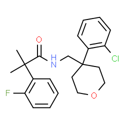 ChemSpider 2D Image | N-{[4-(2-Chlorophenyl)tetrahydro-2H-pyran-4-yl]methyl}-2-(2-fluorophenyl)-2-methylpropanamide | C22H25ClFNO2