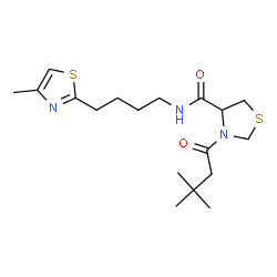 ChemSpider 2D Image | 3-(3,3-Dimethylbutanoyl)-N-[4-(4-methyl-1,3-thiazol-2-yl)butyl]-1,3-thiazolidine-4-carboxamide | C18H29N3O2S2
