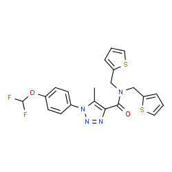 ChemSpider 2D Image | 1-[4-(Difluoromethoxy)phenyl]-5-methyl-N,N-bis(2-thienylmethyl)-1H-1,2,3-triazole-4-carboxamide | C21H18F2N4O2S2