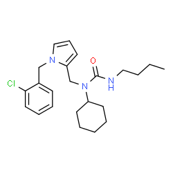 ChemSpider 2D Image | 3-Butyl-1-{[1-(2-chlorobenzyl)-1H-pyrrol-2-yl]methyl}-1-cyclohexylurea | C23H32ClN3O