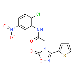 ChemSpider 2D Image | N-(2-Chloro-5-nitrophenyl)-2-[5-oxo-3-(2-thienyl)-1,2,4-oxadiazol-4(5H)-yl]acetamide | C14H9ClN4O5S