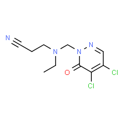 ChemSpider 2D Image | 3-{[(4,5-Dichloro-6-oxo-1(6H)-pyridazinyl)methyl](ethyl)amino}propanenitrile | C10H12Cl2N4O