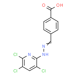 ChemSpider 2D Image | 4-{[(3,5,6-Trichloro-2-pyridinyl)hydrazono]methyl}benzoic acid | C13H8Cl3N3O2
