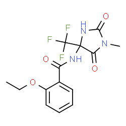 ChemSpider 2D Image | 2-Ethoxy-N-[1-methyl-2,5-dioxo-4-(trifluoromethyl)-4-imidazolidinyl]benzamide | C14H14F3N3O4