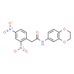 ChemSpider 2D Image | N-(2,3-Dihydro-1,4-benzodioxin-6-yl)-2-(2,4-dinitrophenyl)acetamide | C16H13N3O7