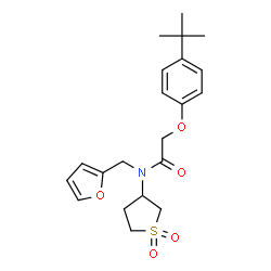 ChemSpider 2D Image | 2-(4-tert-Butylphenoxy)-N-(1,1-dioxidotetrahydrothiophen-3-yl)-N-(2-furylmethyl)acetamide | C21H27NO5S