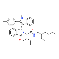 ChemSpider 2D Image | N-(2-Ethylhexyl)-3-methyl-2-{1-[1-methyl-2-(4-methylphenyl)-1H-indol-3-yl]-3-oxo-1,3-dihydro-2H-isoindol-2-yl}pentanamide | C38H47N3O2