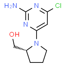 ChemSpider 2D Image | [(2R)-1-(2-Amino-6-chloro-4-pyrimidinyl)-2-pyrrolidinyl]methanol | C9H13ClN4O