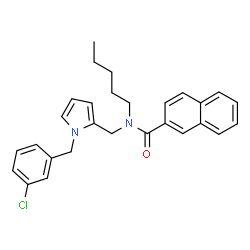 ChemSpider 2D Image | N-{[1-(3-Chlorobenzyl)-1H-pyrrol-2-yl]methyl}-N-pentyl-2-naphthamide | C28H29ClN2O