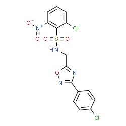 ChemSpider 2D Image | 2-Chloro-N-{[3-(4-chlorophenyl)-1,2,4-oxadiazol-5-yl]methyl}-6-nitrobenzenesulfonamide | C15H10Cl2N4O5S