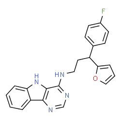 ChemSpider 2D Image | N-[3-(4-Fluorophenyl)-3-(2-furyl)propyl]-5H-pyrimido[5,4-b]indol-4-amine | C23H19FN4O