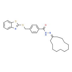 ChemSpider 2D Image | 4-[(1,3-Benzothiazol-2-ylsulfanyl)methyl]-N'-cyclododecylidenebenzohydrazide | C27H33N3OS2
