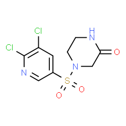 ChemSpider 2D Image | 4-[(5,6-Dichloro-3-pyridinyl)sulfonyl]-2-piperazinone | C9H9Cl2N3O3S