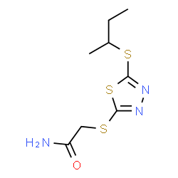 ChemSpider 2D Image | 2-{[5-(sec-Butylsulfanyl)-1,3,4-thiadiazol-2-yl]sulfanyl}acetamide | C8H13N3OS3