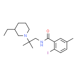 ChemSpider 2D Image | N-[2-(3-Ethyl-1-piperidinyl)-2-methylpropyl]-2-iodo-5-methylbenzamide | C19H29IN2O