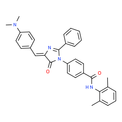 ChemSpider 2D Image | 4-{(4Z)-4-[4-(Dimethylamino)benzylidene]-5-oxo-2-phenyl-4,5-dihydro-1H-imidazol-1-yl}-N-(2,6-dimethylphenyl)benzamide | C33H30N4O2