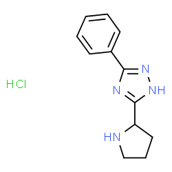 ChemSpider 2D Image | 3-Phenyl-5-(2-pyrrolidinyl)-1H-1,2,4-triazole hydrochloride (1:1) | C12H15ClN4