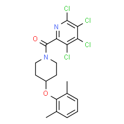 ChemSpider 2D Image | [4-(2,6-Dimethylphenoxy)-1-piperidinyl](3,4,5,6-tetrachloro-2-pyridinyl)methanone | C19H18Cl4N2O2