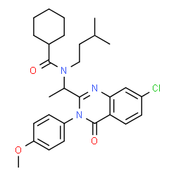 ChemSpider 2D Image | N-{1-[7-Chloro-3-(4-methoxyphenyl)-4-oxo-3,4-dihydro-2-quinazolinyl]ethyl}-N-(3-methylbutyl)cyclohexanecarboxamide | C29H36ClN3O3