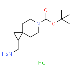 ChemSpider 2D Image | tert-Butyl 1-(aminomethyl)-6-azaspiro[2.5]octane-6-carboxylate hydrochloride | C13H25ClN2O2