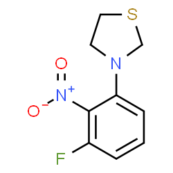 ChemSpider 2D Image | 3-(3-Fluoro-2-nitrophenyl)-1,3-thiazolidine | C9H9FN2O2S