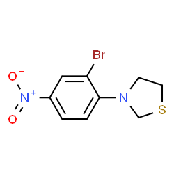 ChemSpider 2D Image | 3-(2-Bromo-4-nitrophenyl)-1,3-thiazolidine | C9H9BrN2O2S