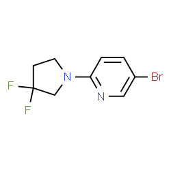 ChemSpider 2D Image | 5-Bromo-2-(3,3-difluoro-1-pyrrolidinyl)pyridine | C9H9BrF2N2