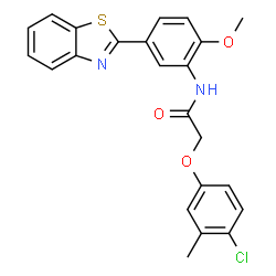 ChemSpider 2D Image | N-[5-(1,3-Benzothiazol-2-yl)-2-methoxyphenyl]-2-(4-chloro-3-methylphenoxy)acetamide | C23H19ClN2O3S