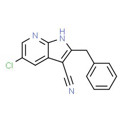 ChemSpider 2D Image | 2-Benzyl-5-chloro-1H-pyrrolo[2,3-b]pyridine-3-carbonitrile | C15H10ClN3