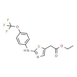 ChemSpider 2D Image | Ethyl 2-(2-((4-(trifluoromethoxy)phenyl)amino)thiazol-5-yl)acetate | C14H13F3N2O3S