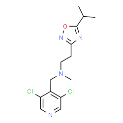 ChemSpider 2D Image | N-[(3,5-Dichloro-4-pyridinyl)methyl]-2-(5-isopropyl-1,2,4-oxadiazol-3-yl)-N-methylethanamine | C14H18Cl2N4O