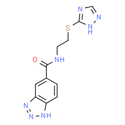 ChemSpider 2D Image | N-[2-(1H-1,2,4-Triazol-3-ylsulfanyl)ethyl]-1H-benzotriazole-5-carboxamide | C11H11N7OS