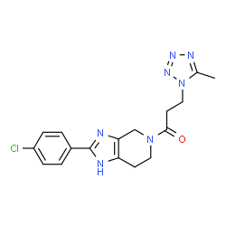 ChemSpider 2D Image | 1-[2-(4-Chlorophenyl)-1,4,6,7-tetrahydro-5H-imidazo[4,5-c]pyridin-5-yl]-3-(5-methyl-1H-tetrazol-1-yl)-1-propanone | C17H18ClN7O