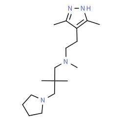 ChemSpider 2D Image | N-[2-(3,5-Dimethyl-1H-pyrazol-4-yl)ethyl]-N,2,2-trimethyl-3-(1-pyrrolidinyl)-1-propanamine | C17H32N4