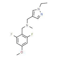 ChemSpider 2D Image | 1-(2,6-Difluoro-4-methoxyphenyl)-N-[(1-ethyl-1H-pyrazol-4-yl)methyl]-N-methylmethanamine | C15H19F2N3O
