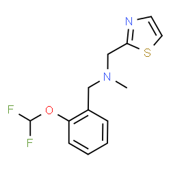 ChemSpider 2D Image | 1-[2-(Difluoromethoxy)phenyl]-N-methyl-N-(1,3-thiazol-2-ylmethyl)methanamine | C13H14F2N2OS