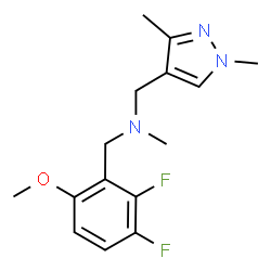 ChemSpider 2D Image | 1-(2,3-Difluoro-6-methoxyphenyl)-N-[(1,3-dimethyl-1H-pyrazol-4-yl)methyl]-N-methylmethanamine | C15H19F2N3O