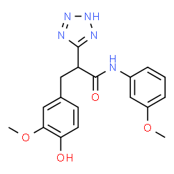 ChemSpider 2D Image | 3-(4-Hydroxy-3-methoxyphenyl)-N-(3-methoxyphenyl)-2-(2H-tetrazol-5-yl)propanamide | C18H19N5O4