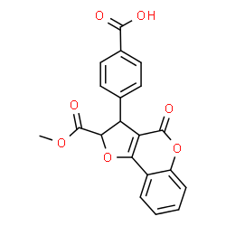 ChemSpider 2D Image | 4-[2-(Methoxycarbonyl)-4-oxo-2,3-dihydro-4H-furo[3,2-c]chromen-3-yl]benzoic acid | C20H14O7