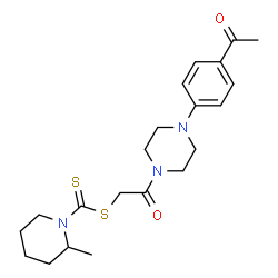 ChemSpider 2D Image | 2-[4-(4-Acetylphenyl)-1-piperazinyl]-2-oxoethyl 2-methyl-1-piperidinecarbodithioate | C21H29N3O2S2