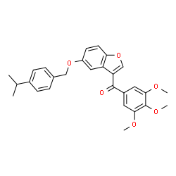 ChemSpider 2D Image | {5-[(4-Isopropylbenzyl)oxy]-1-benzofuran-3-yl}(3,4,5-trimethoxyphenyl)methanone | C28H28O6