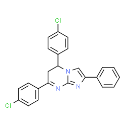 ChemSpider 2D Image | 5,7-Bis(4-chlorophenyl)-2-phenyl-5,6-dihydroimidazo[1,2-a]pyrimidine | C24H17Cl2N3