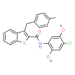 ChemSpider 2D Image | N-(4-Chloro-2,5-dimethoxyphenyl)-3-(4-methylbenzyl)-1-benzothiophene-2-carboxamide | C25H22ClNO3S
